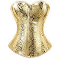 Gothic Metallic Faux Leather Overbust Corset Shiny Steel-Look Bustier