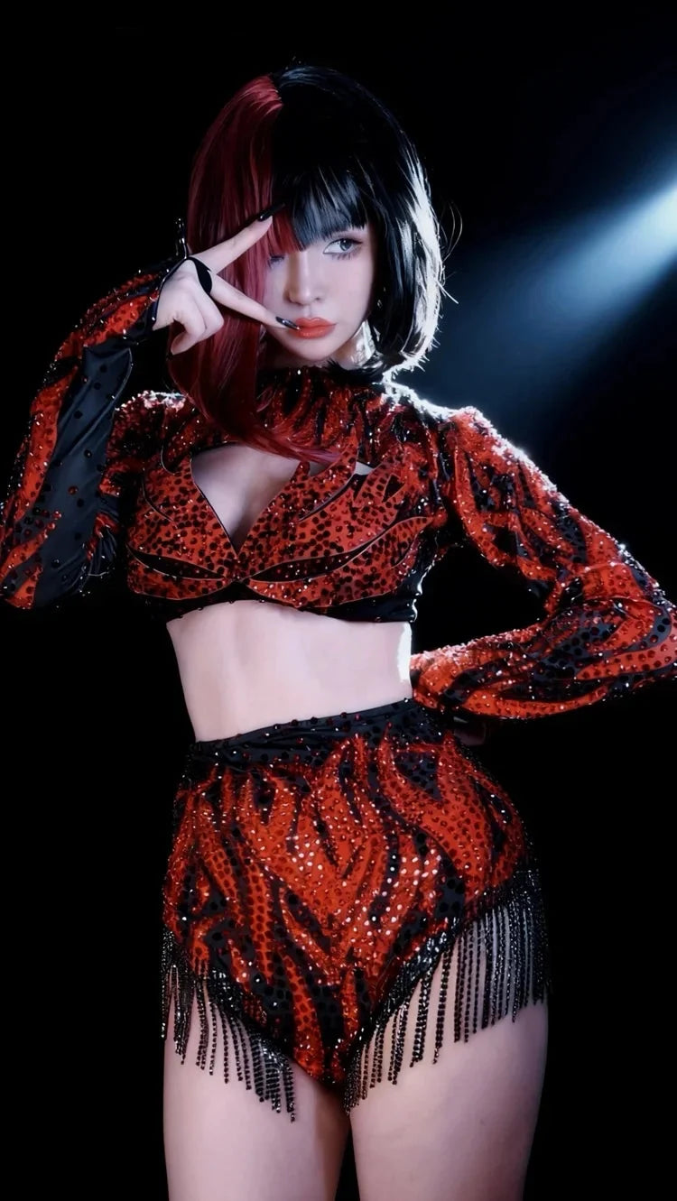 Crimson Crystal Two-Piece Festival Set