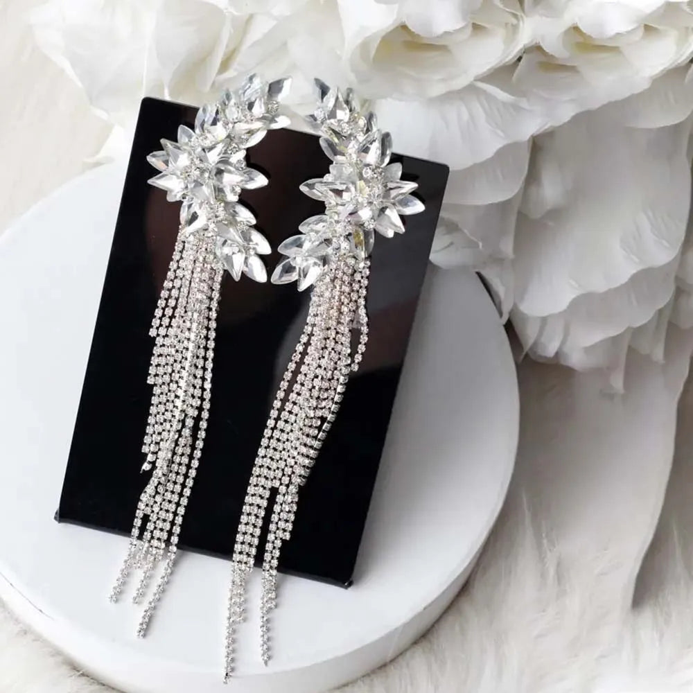 Crystal Tassel Clip-On Ear Cuff