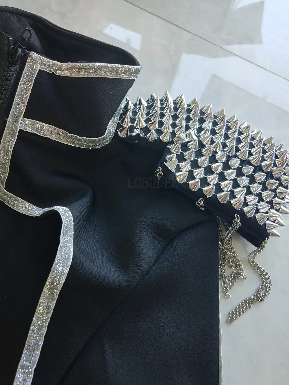 Rivet Chain Epaulet Bodysuit Set