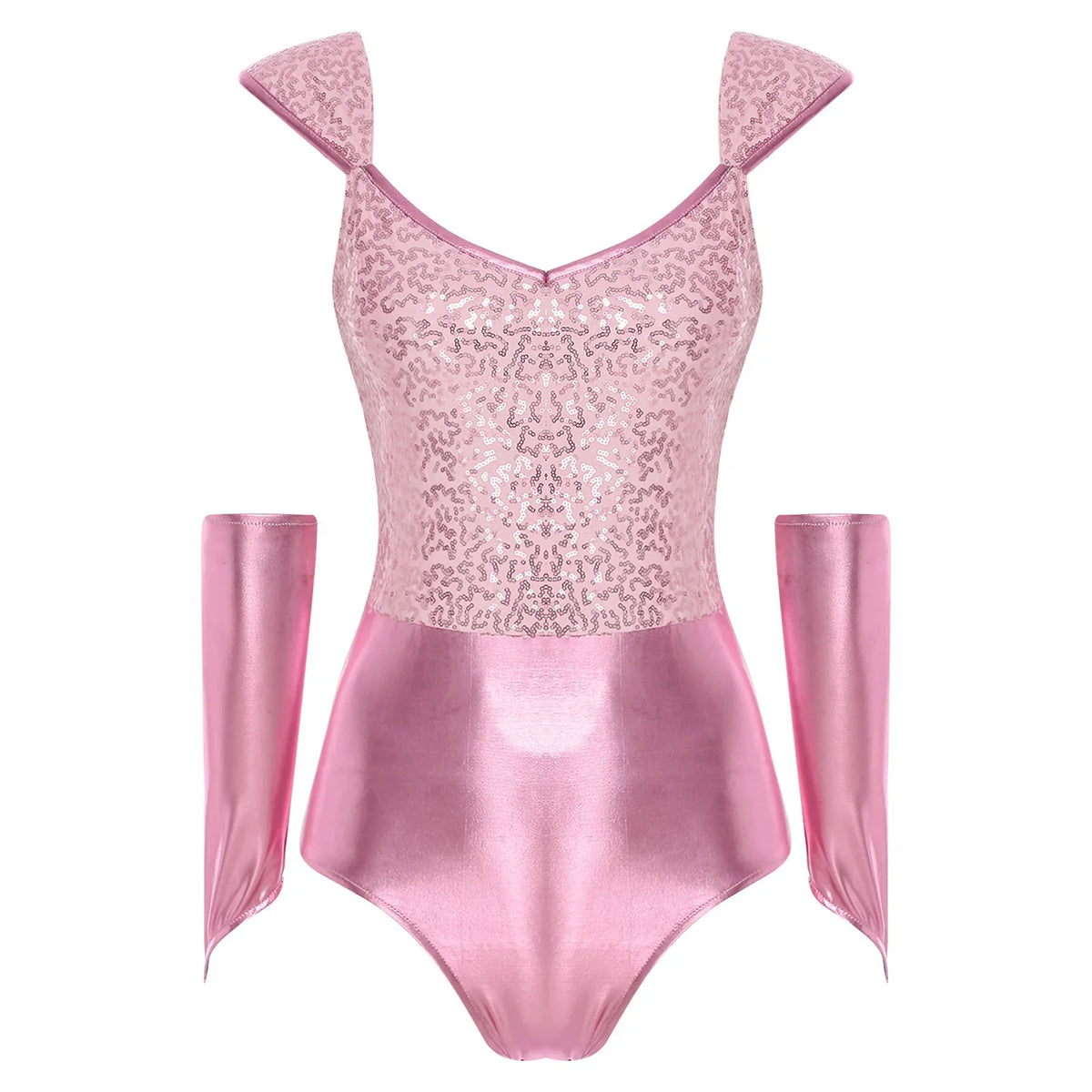 Metallic Sequin Festival Bodysuit with Removable Sleeves
