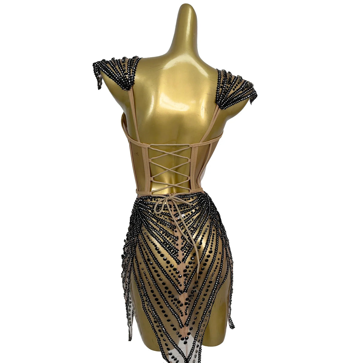 Crystal Flying-Sleeve Festival Mini Dress