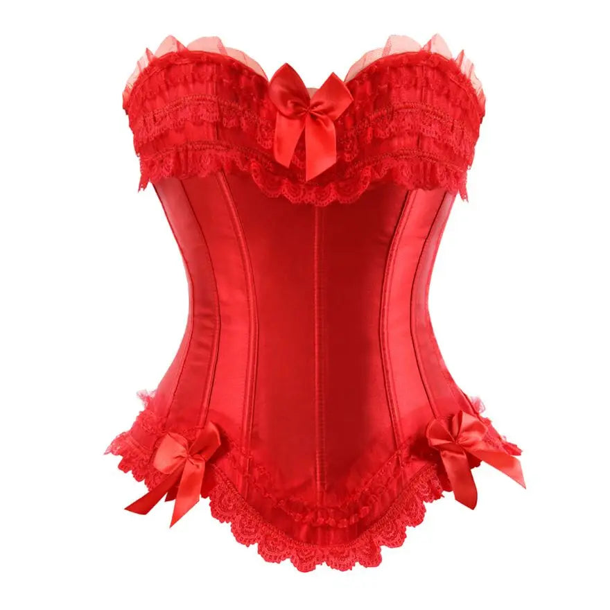Lace Overbust Corset Bustier | Boned Plus-Size Top