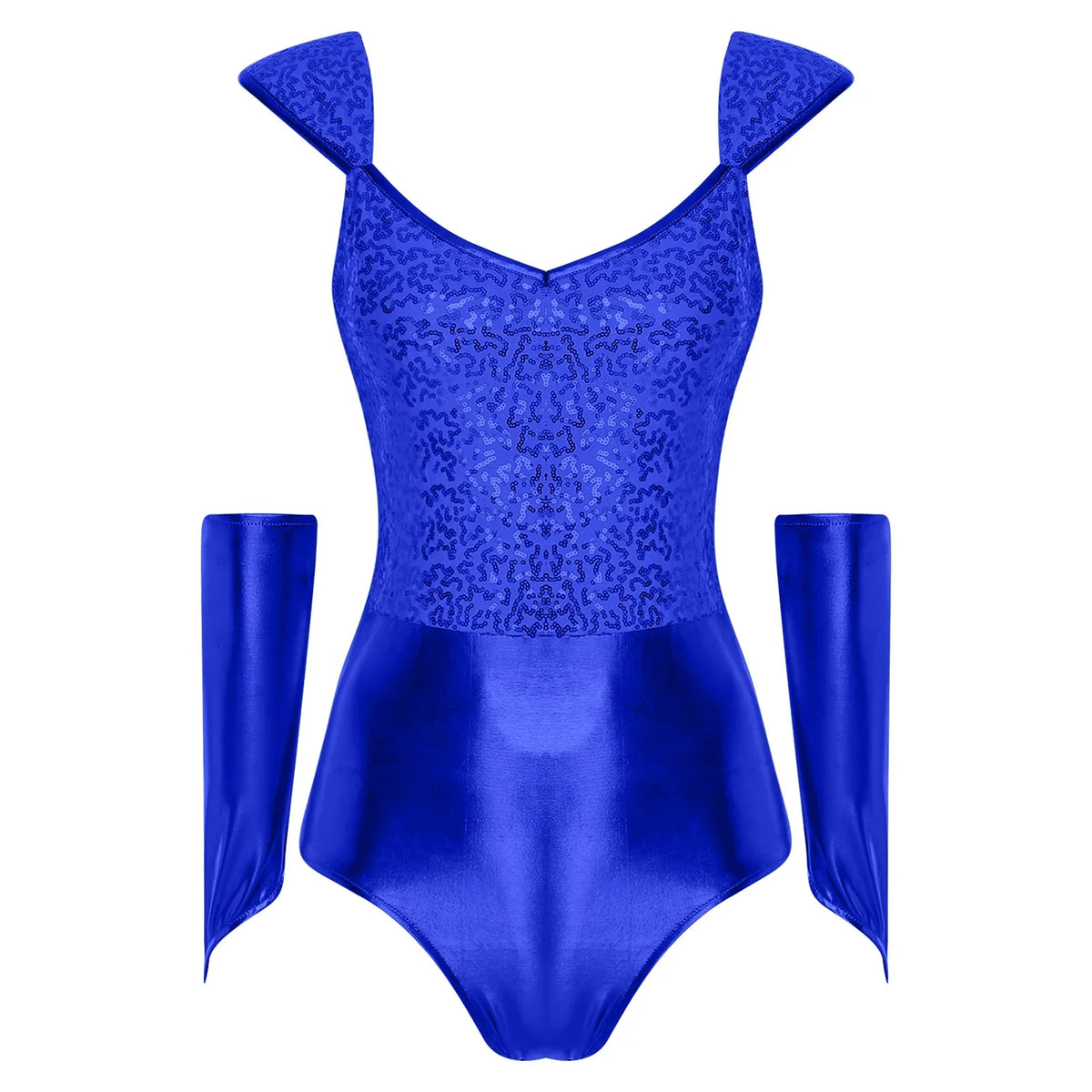 Metallic Sequin Festival Bodysuit with Removable Sleeves