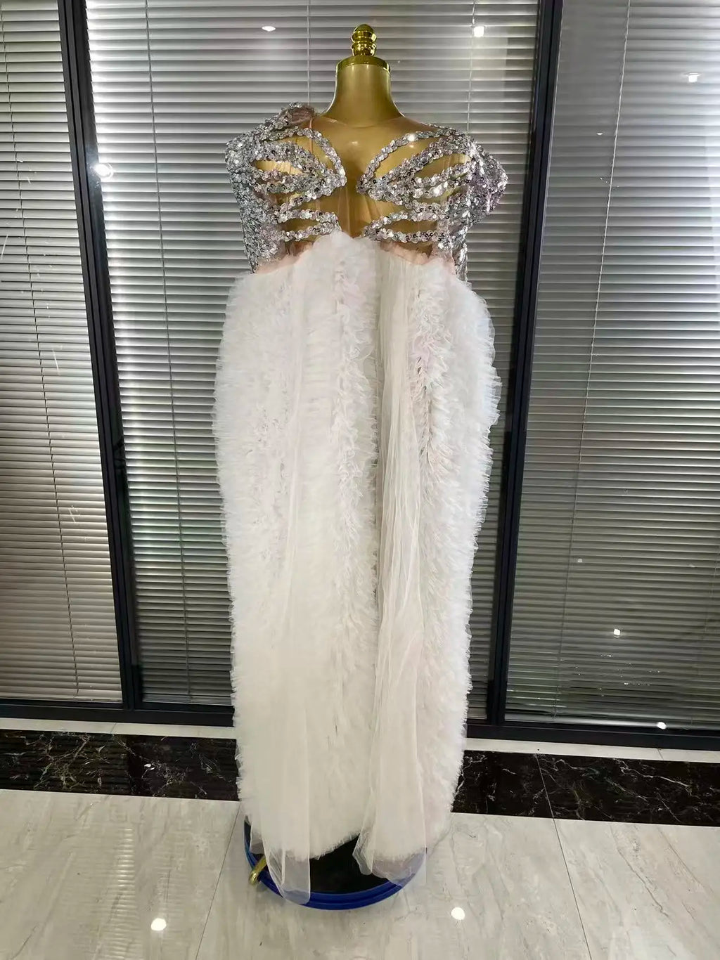 Sequin Ruffle Festival Cape Dress