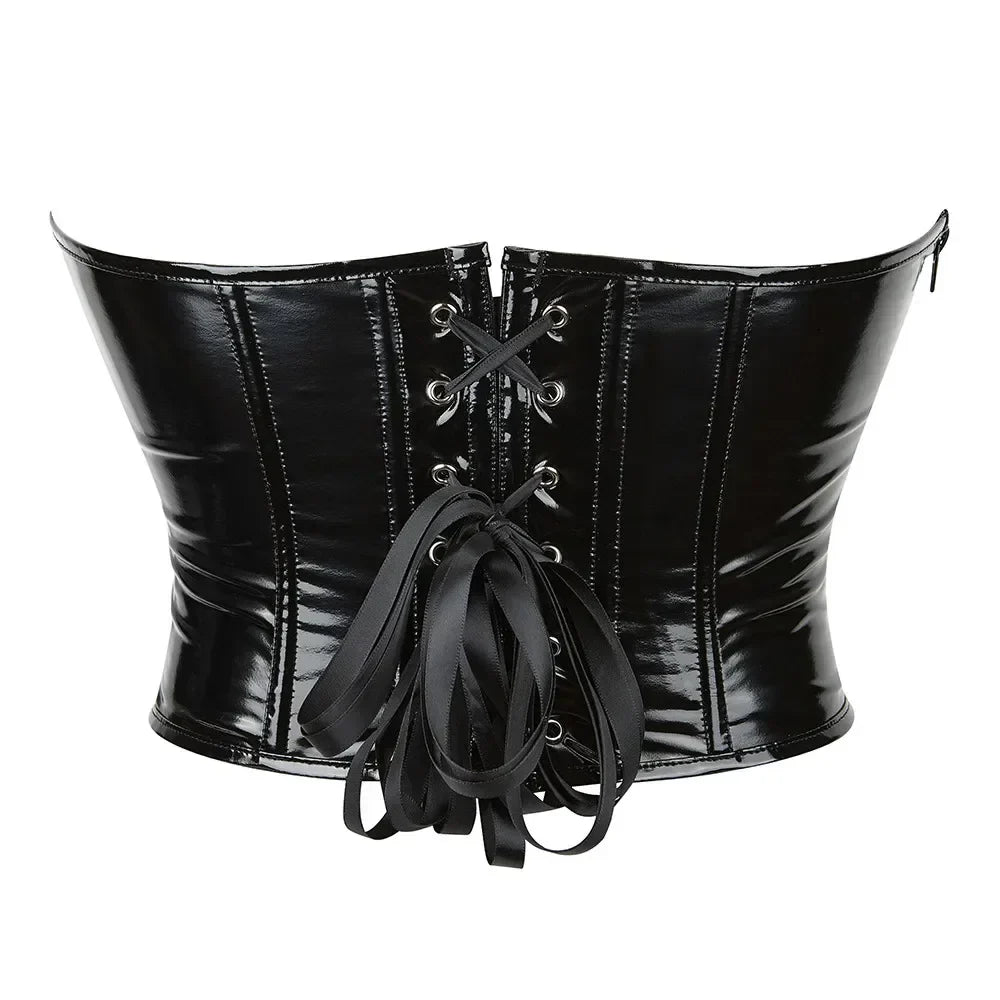 Glossy Faux Leather Corset Top