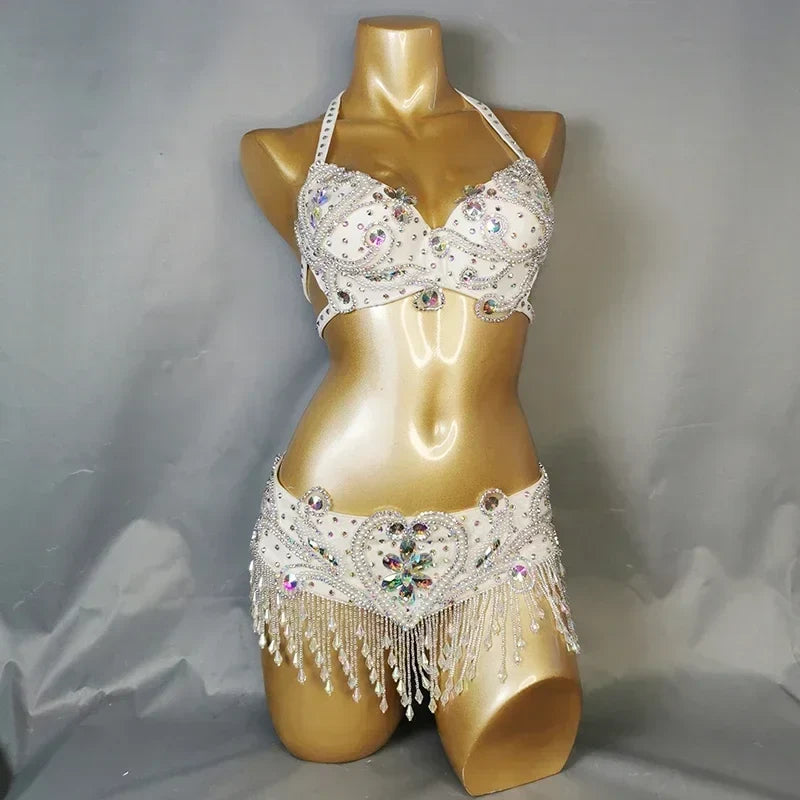 Beaded Crystal Bra & Belt Set