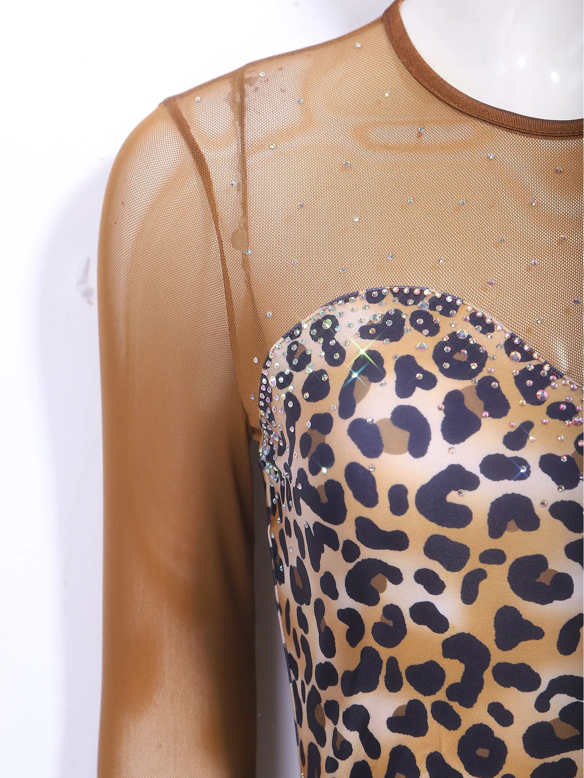 Leopard Rhinestone Fringe Festival Bodysuit