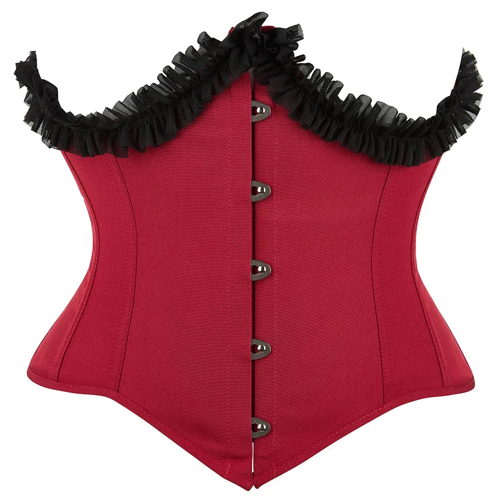 Gothic Lace Ruffle Underbust Corset Bustier
