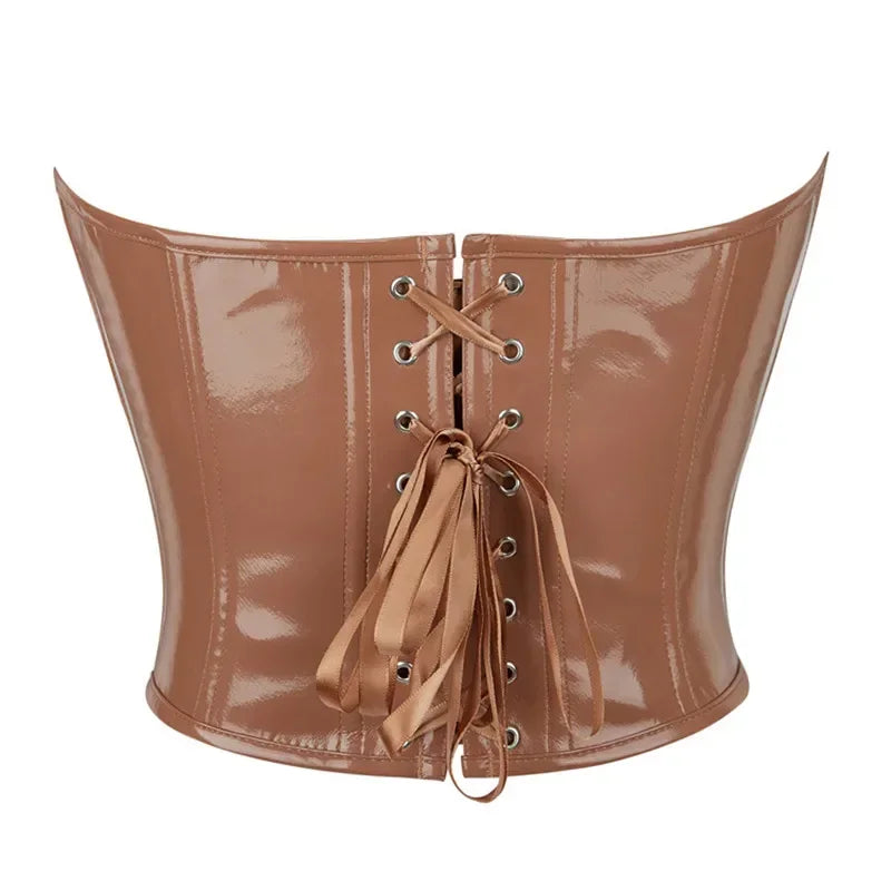 Glossy Faux Leather Corset Top