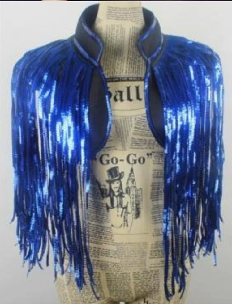 Sequin Fringe Cropped Jacket