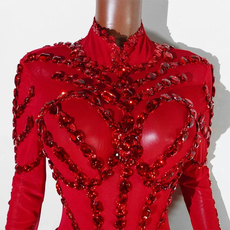 Rhinestone Mesh Festival Jumpsuit Set