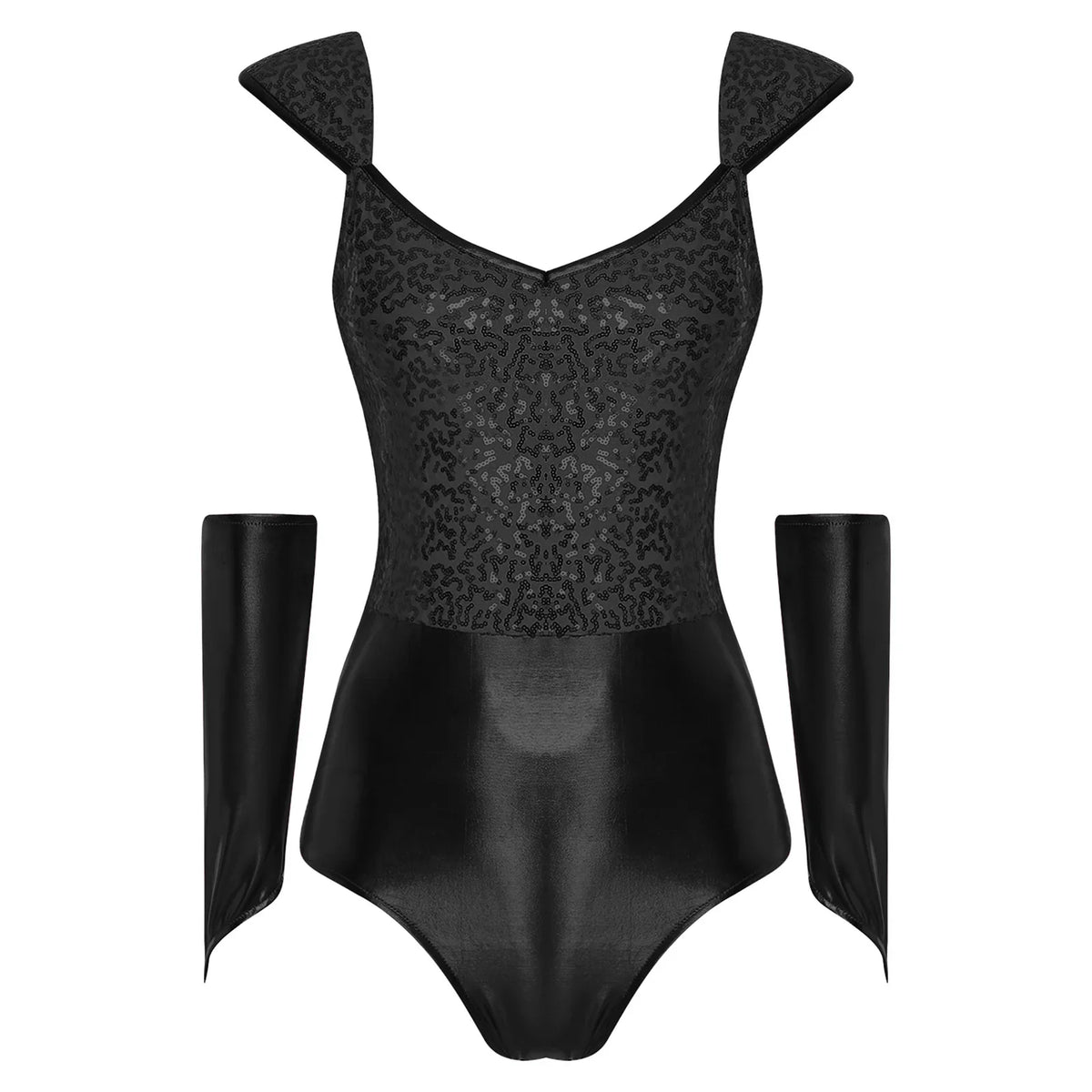 Metallic Sequin Festival Bodysuit with Removable Sleeves