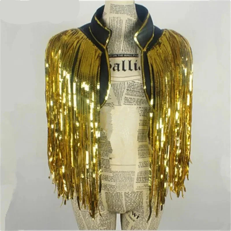 Sequin Fringe Cropped Jacket