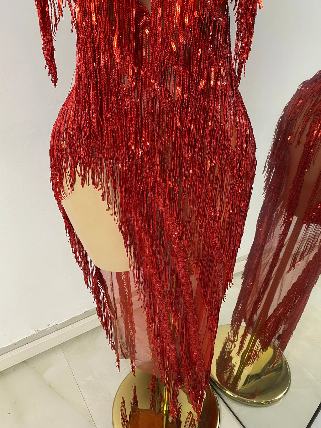 Tassel Fringe Sheer Maxi Dress