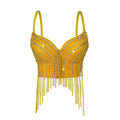 Rhinestone & Bead Tassel Push-Up Underwire Bustier Crop Top