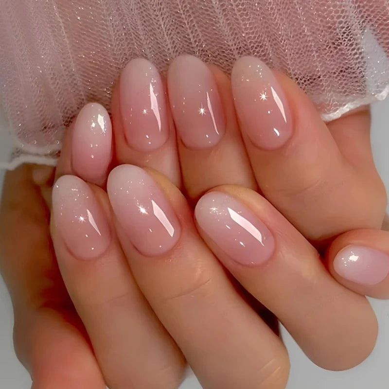 Pink Ombré Press-On Nails | Short Oval, 24 Pieces