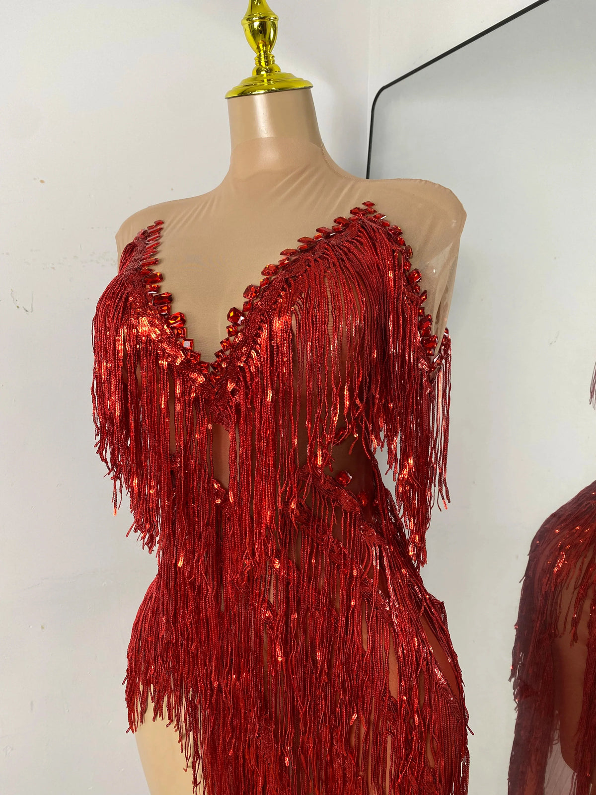 Tassel Fringe Sheer Maxi Dress