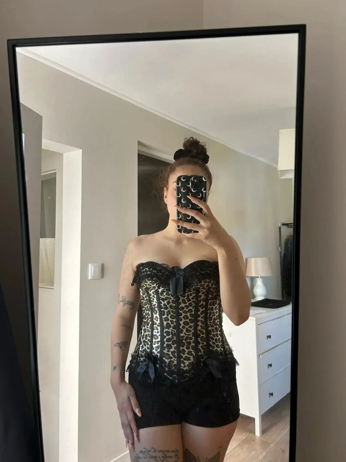 Leopard Satin Overbust Corset