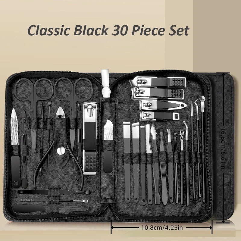 30pcs Manicure Set Portable Stainless Steel Nail Cutter Trimming Tool Beauty Pedicure Kit Finger Care Nail Clipper Scissors Set