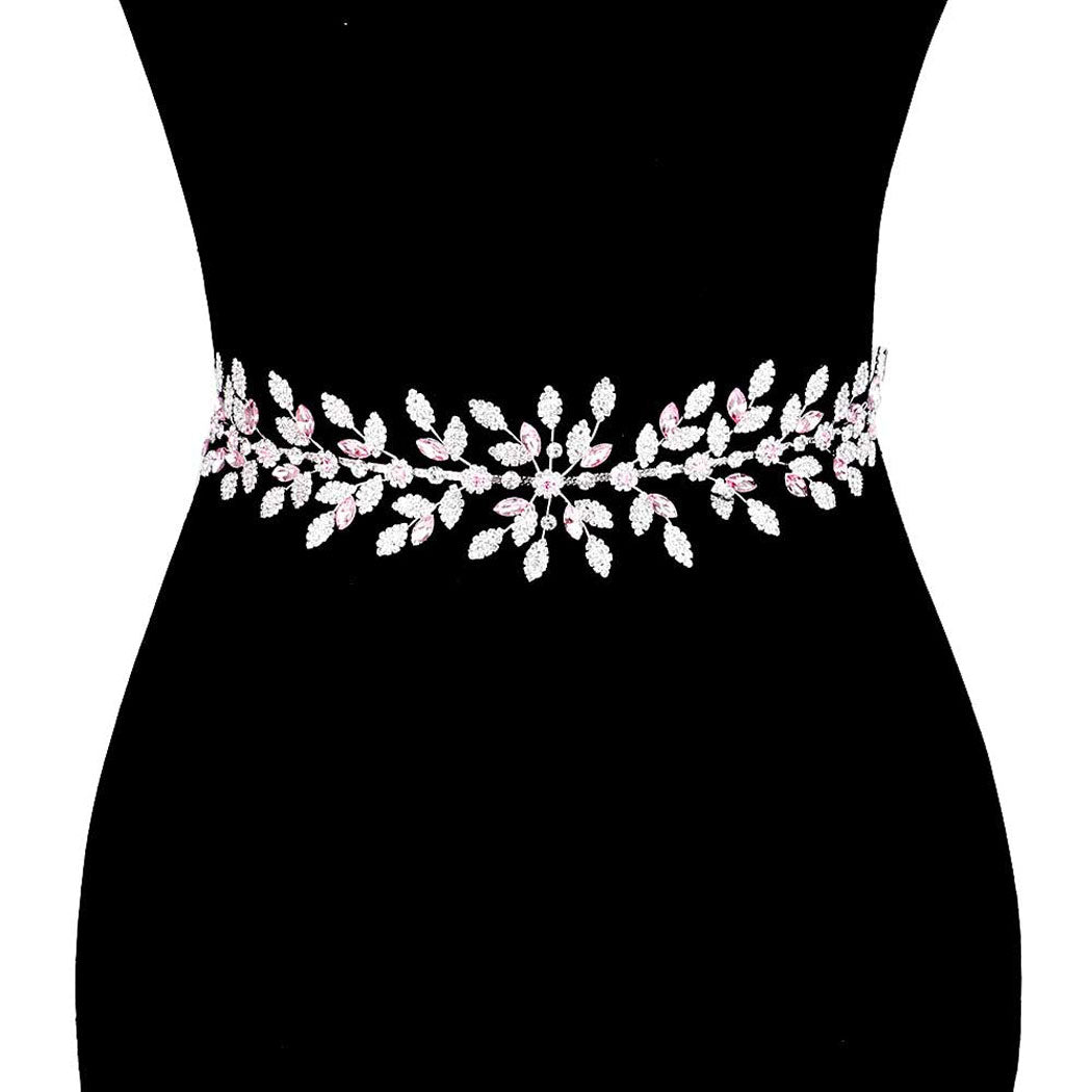 Marquise Crystal Floral Bridal Sash & Headband