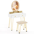 Vanity Table Set with 3-Color Lighted Dimmable Mirror