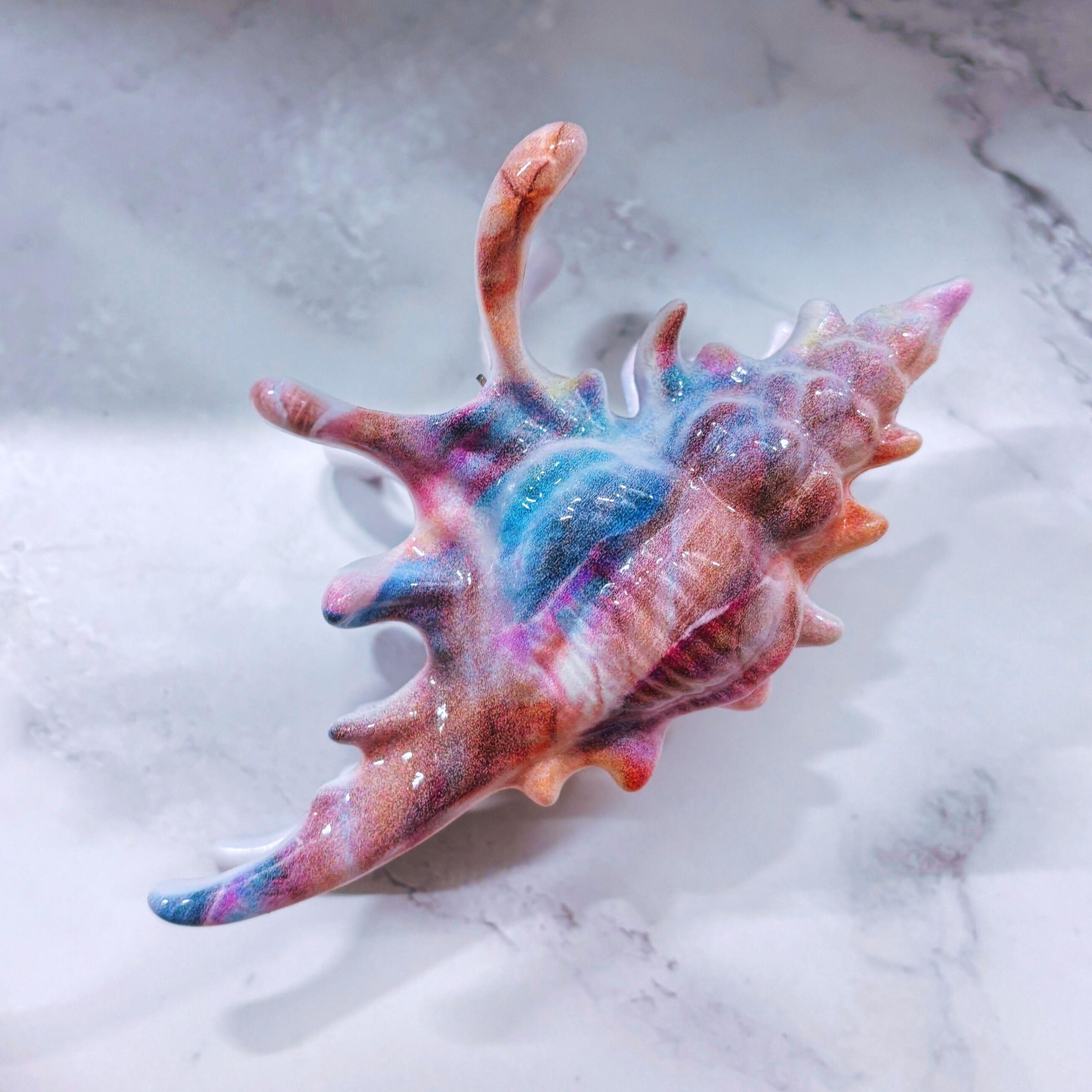 Velvet Claws Realistic Conch Shell Hair Claw in Mermaid Colors