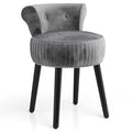 Velvet Vanity Chair with Back Upholstered Vanity Stool with Tufted Low Back and Solid Wood Legs