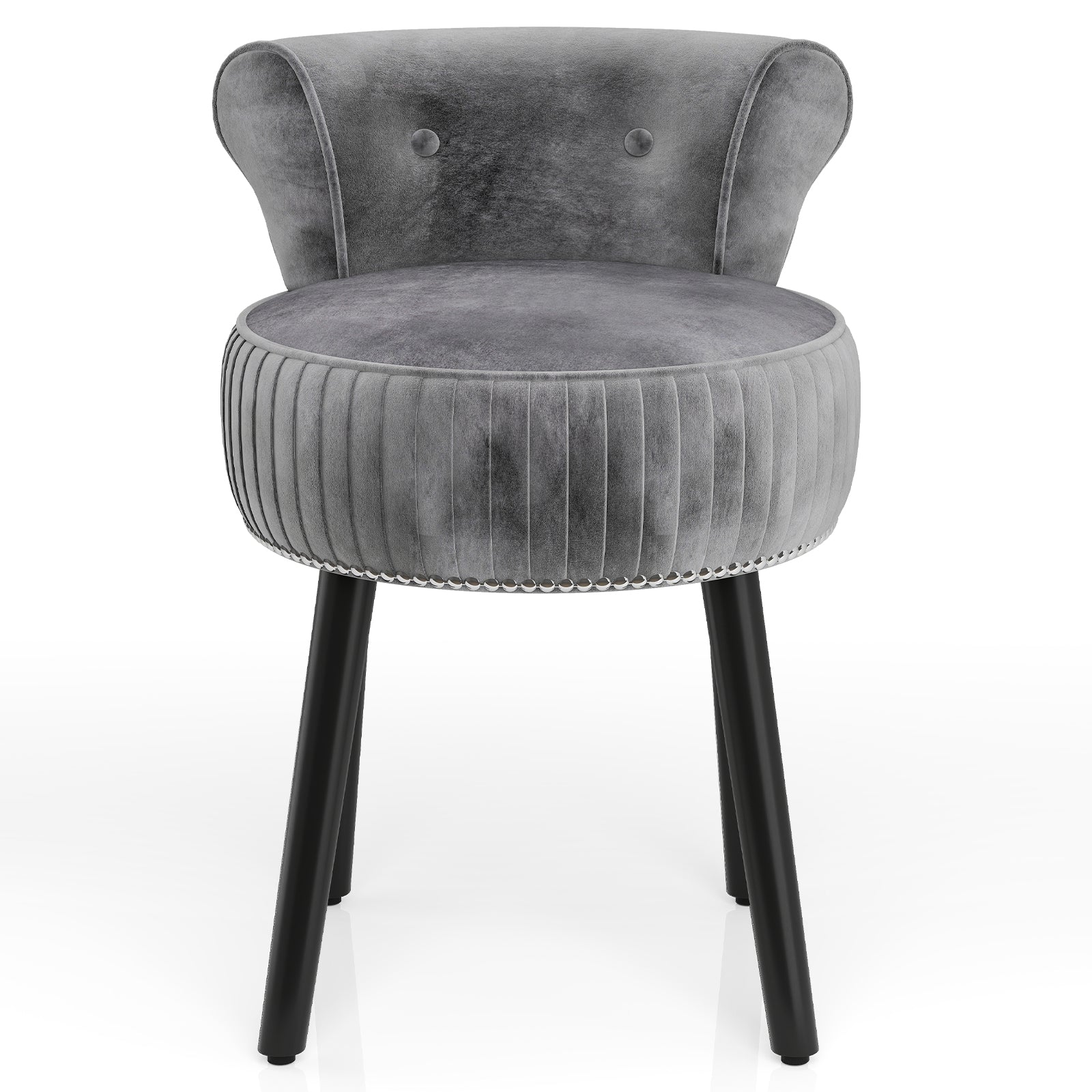 Velvet Vanity Chair with Back Upholstered Vanity Stool with Tufted Low Back and Solid Wood Legs
