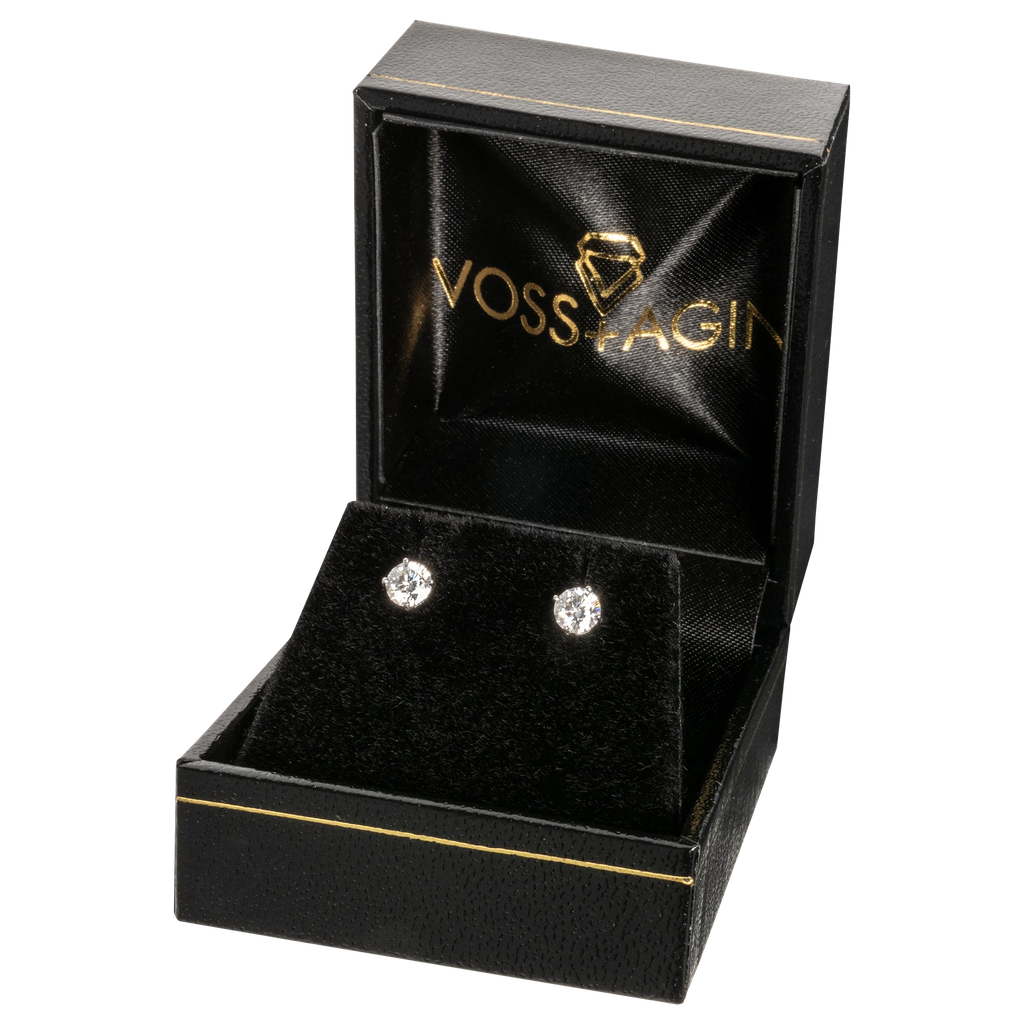 2.00 CTW AGI Certified Lab-Grown Diamond Stud Earrings in Solid 14K Gold - G Color, VS Clarity