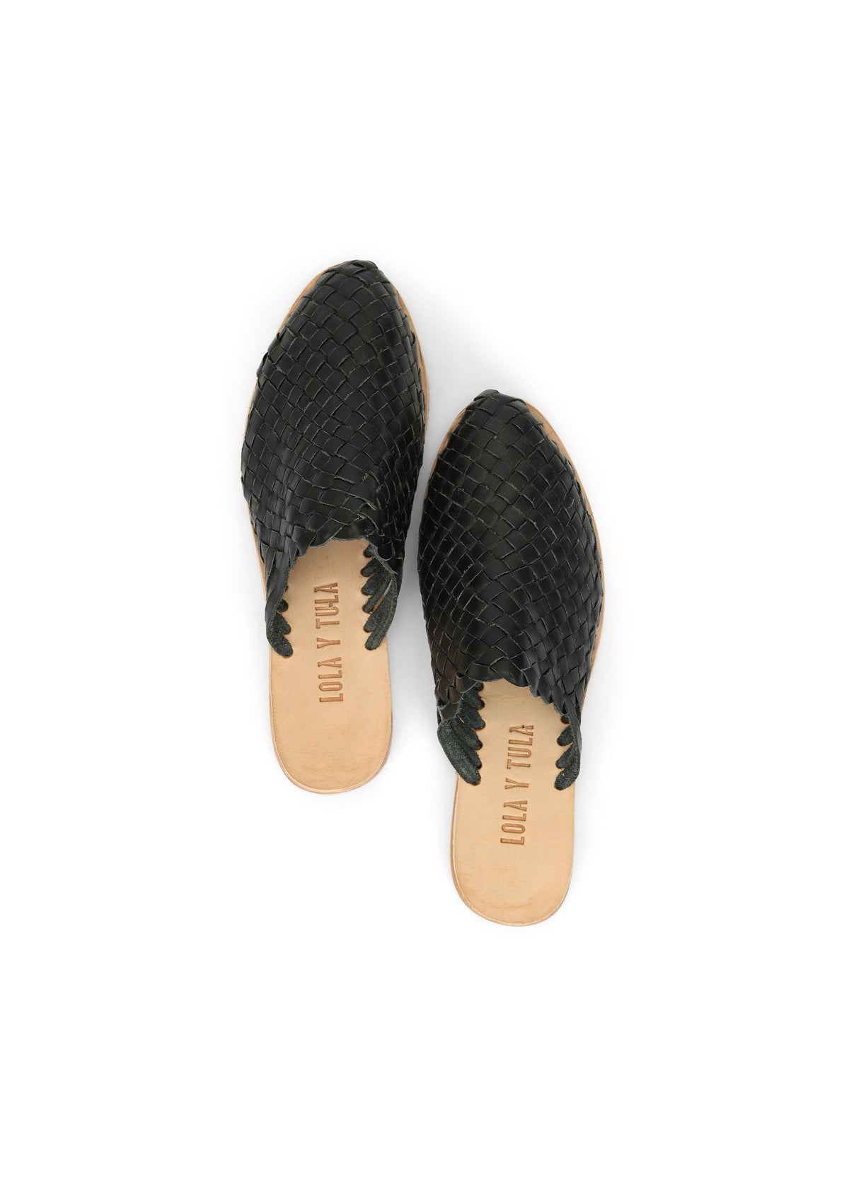 Hand Woven Leather Slides Black