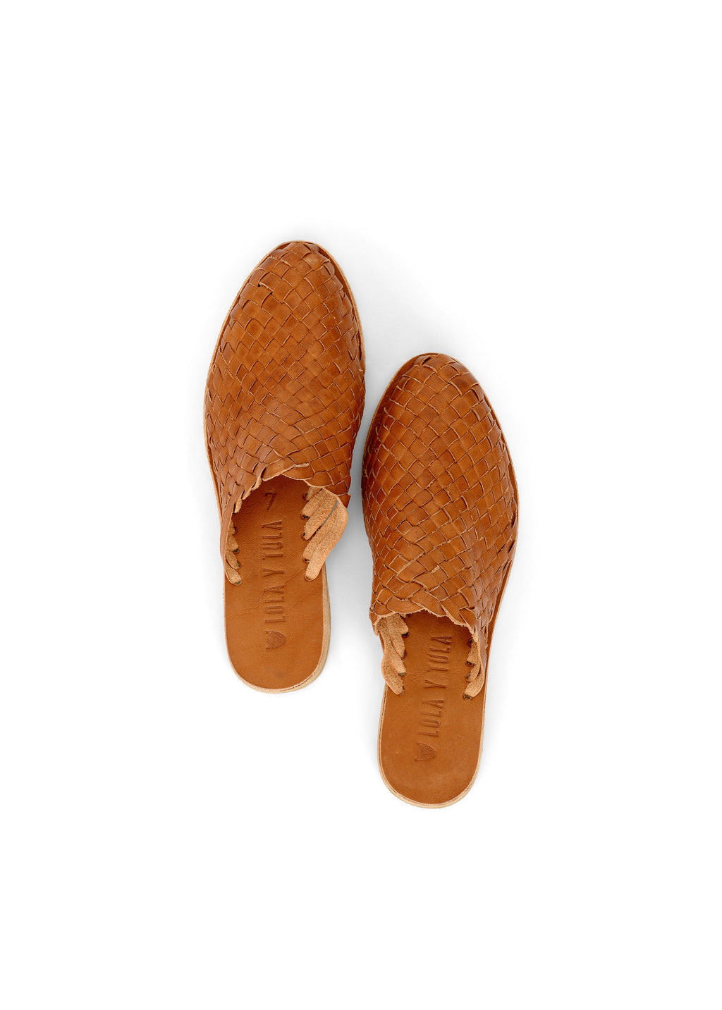 Hand Woven Leather Slides Camel