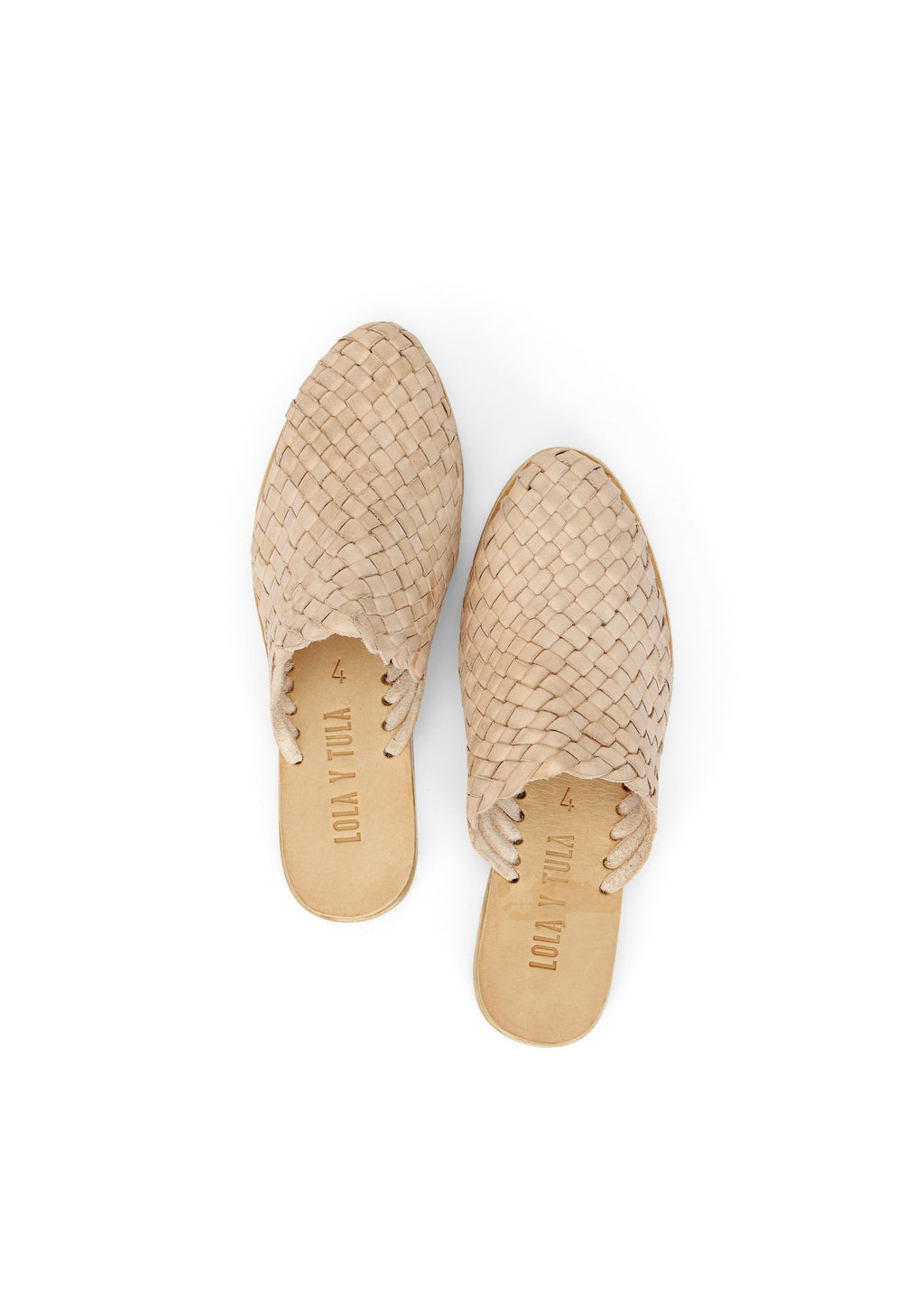 Hand Woven Leather Slides Cream