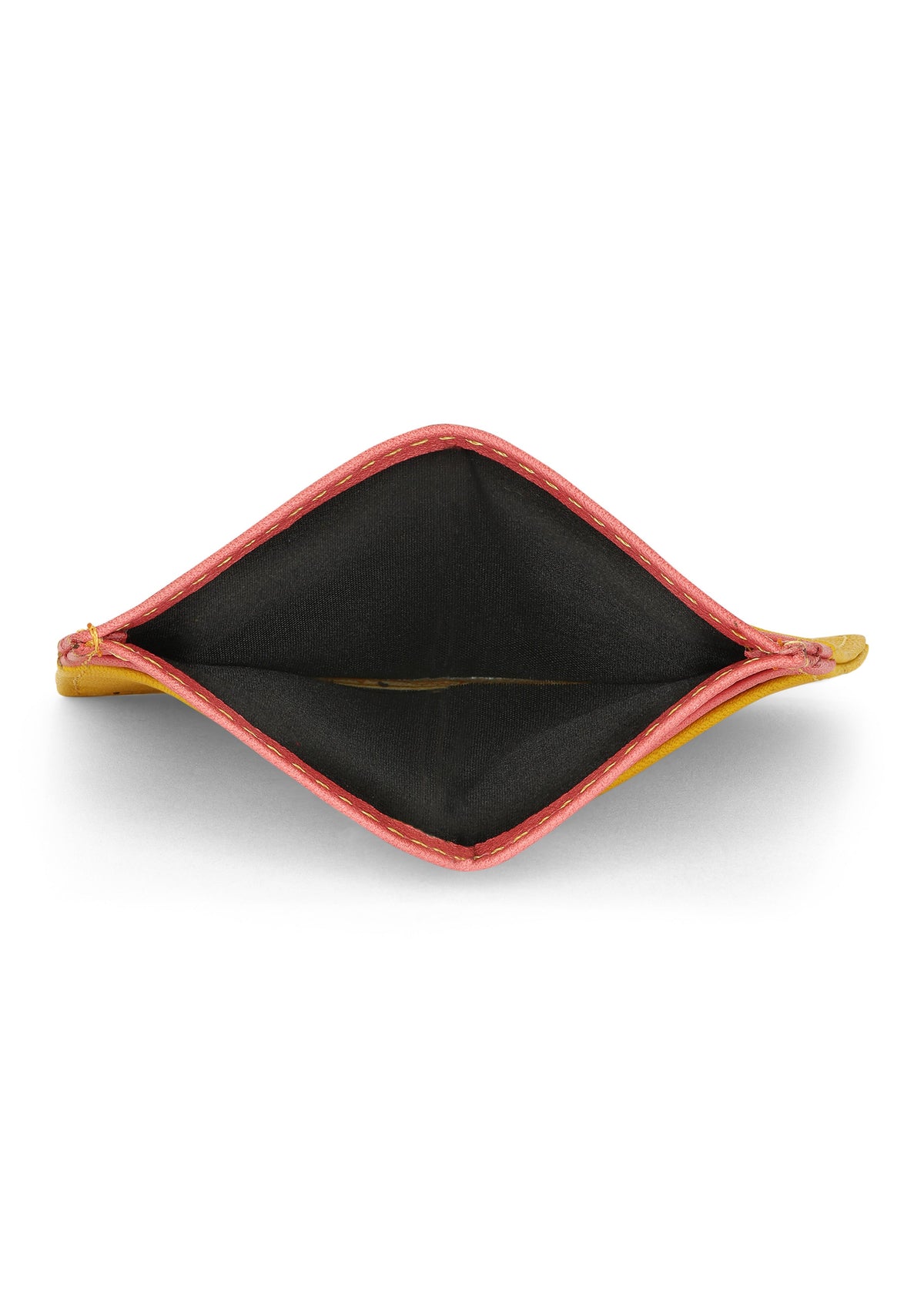 Jaguar Leather Card Holder Wallet Yellow and Pink