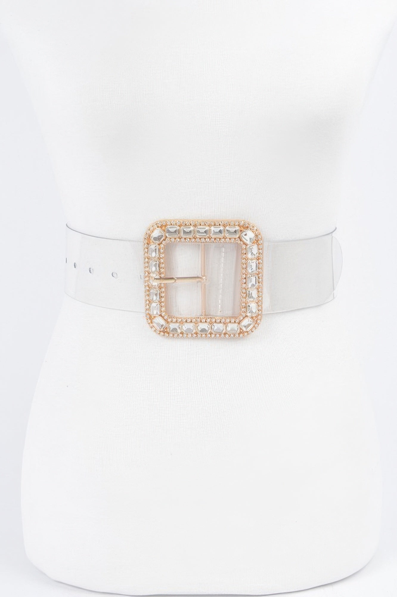 Stone Metal Buckle Clear Plus Size Belt