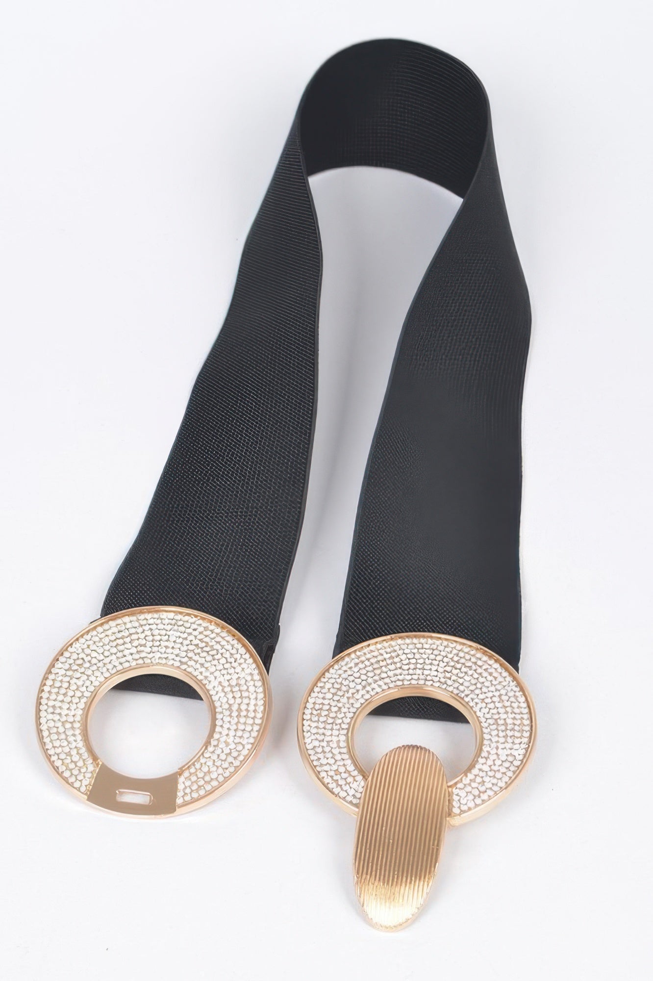 Rhinestone Two Buckle Elastic Belt