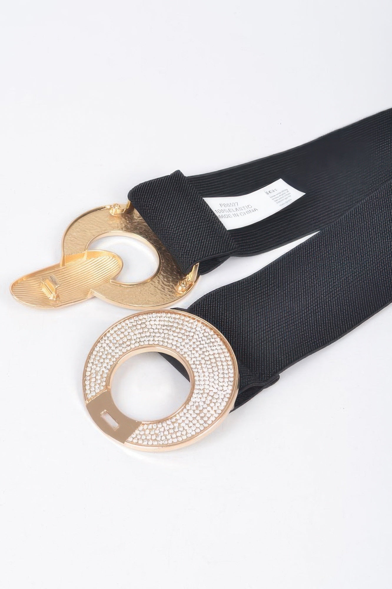 Rhinestone Two Buckle Elastic Belt
