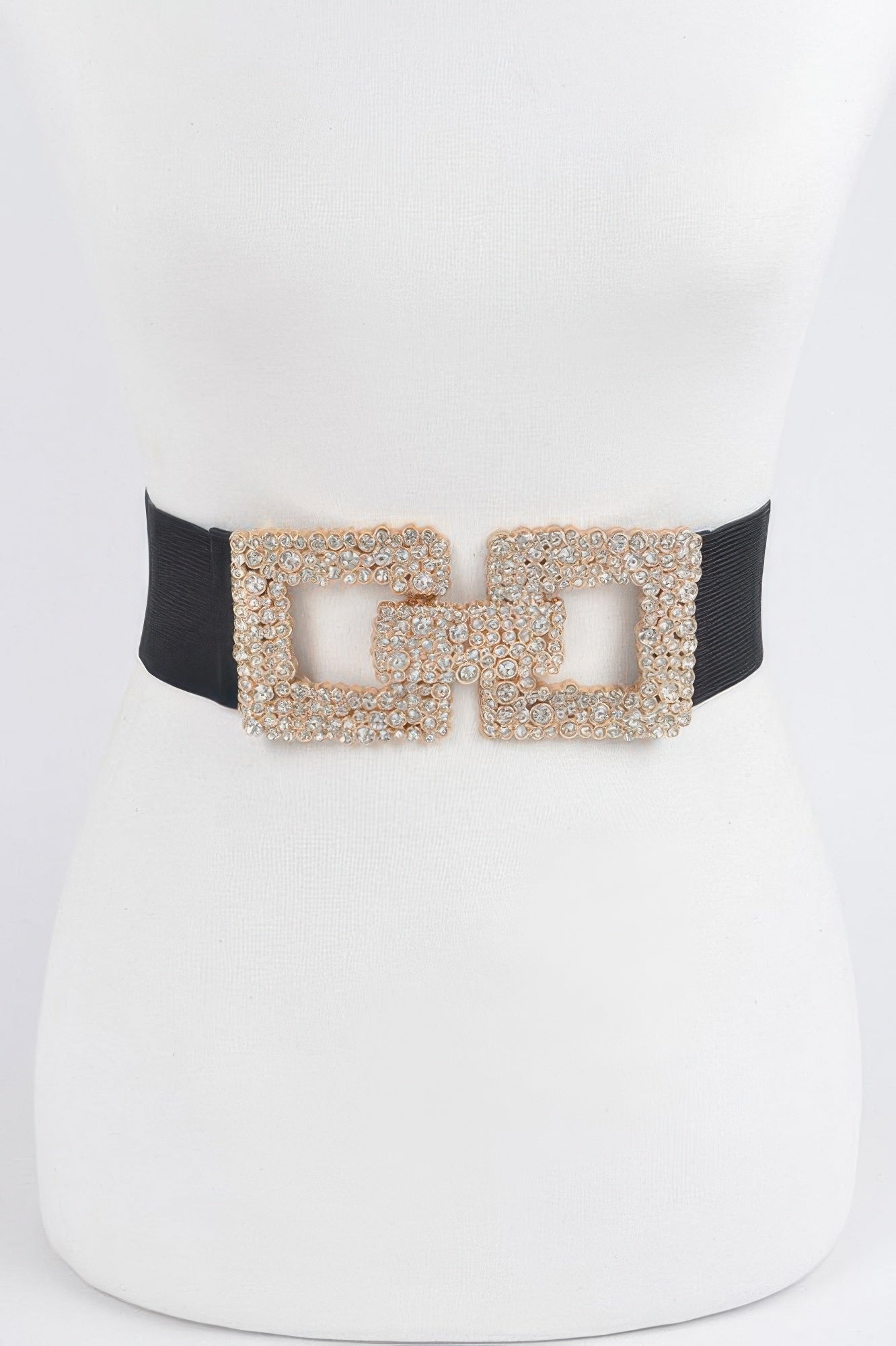 Rhinestone Buckle Elastic Belt