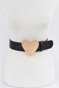 Hammered Heart Shape Buckle Belt