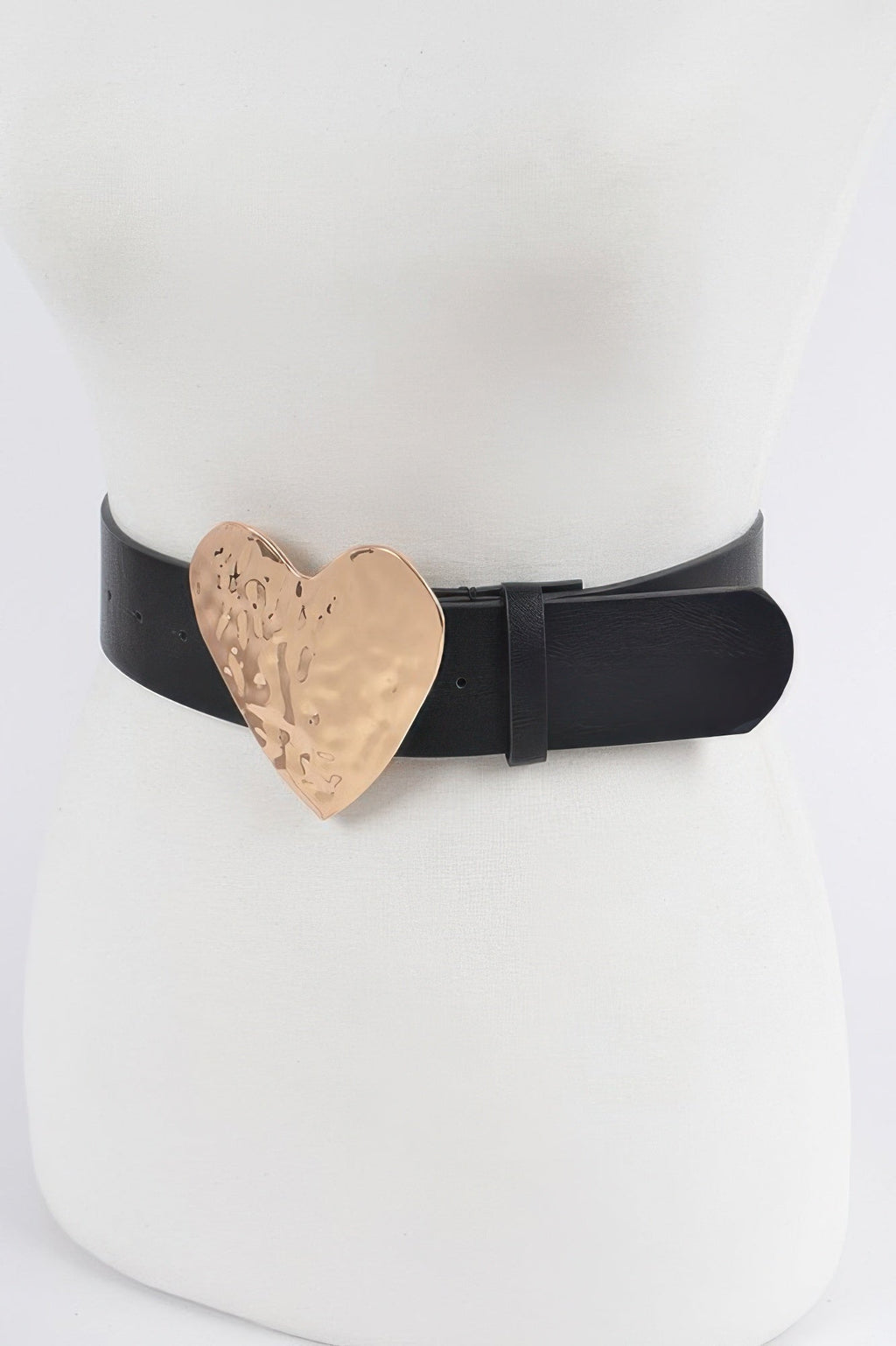 Hammered Heart Shape Buckle Belt