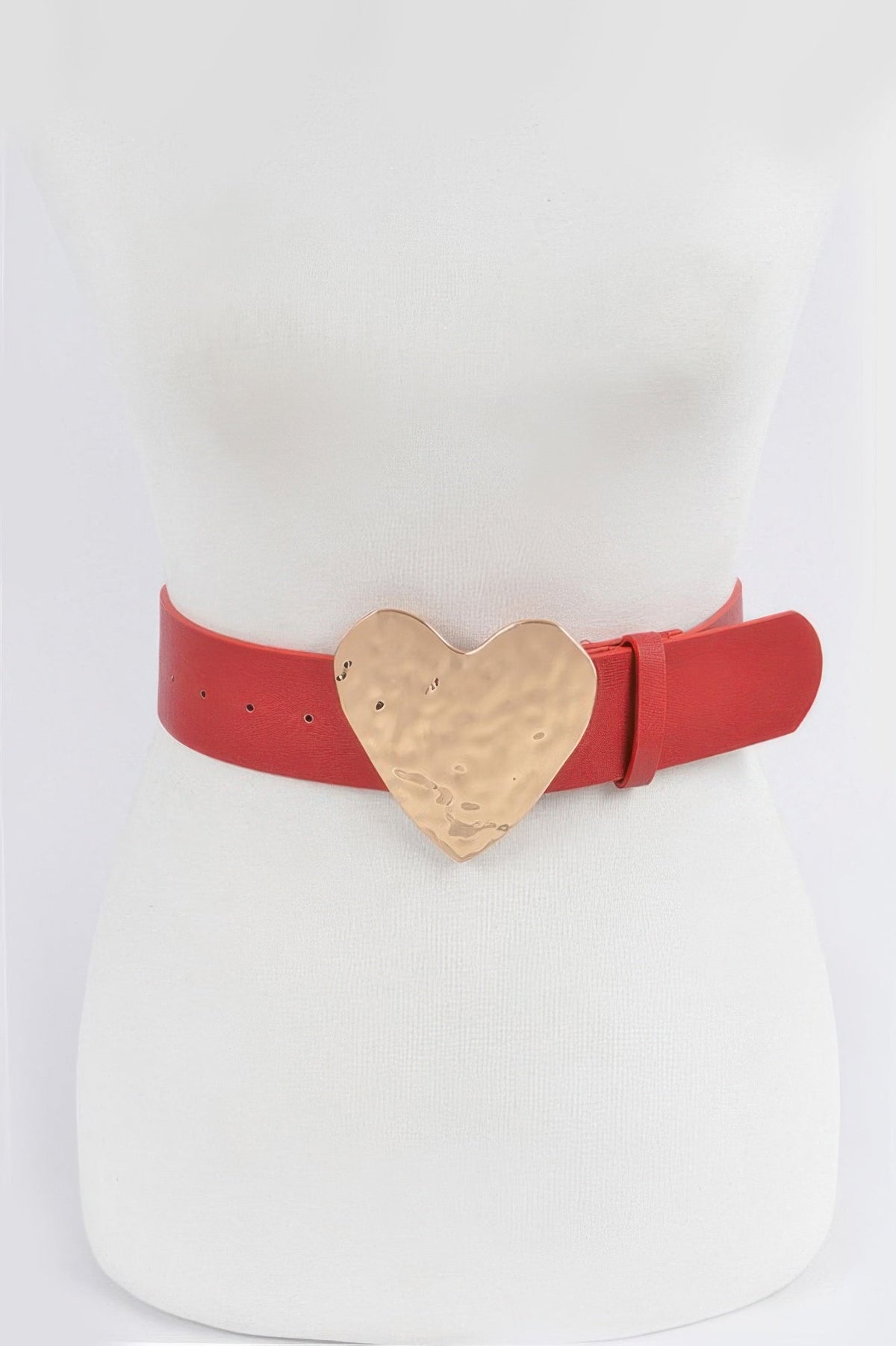 Hammered Heart Shape Buckle Belt