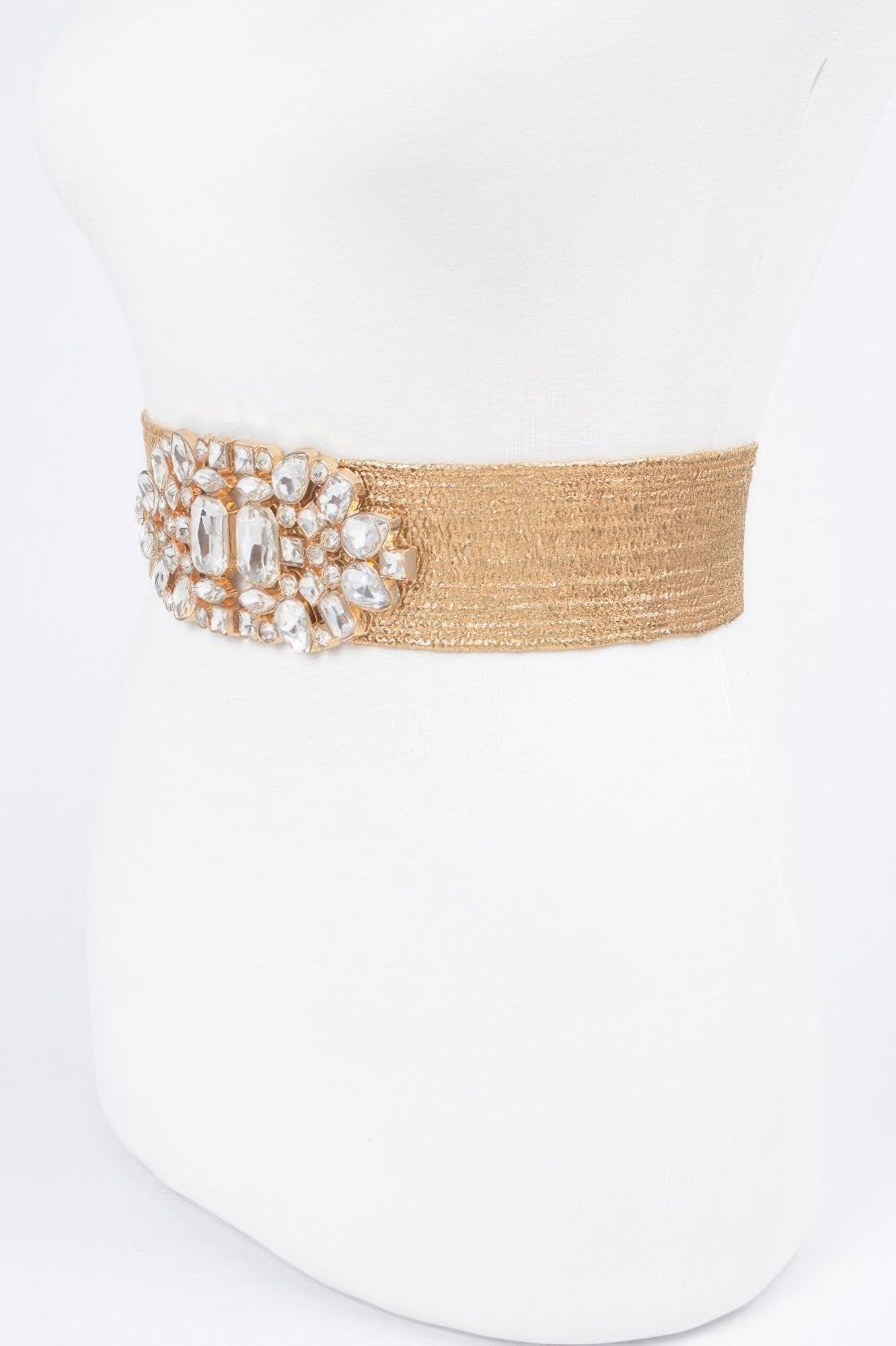 Multi Stone Metallic Straw Stretch Plus Size Belt