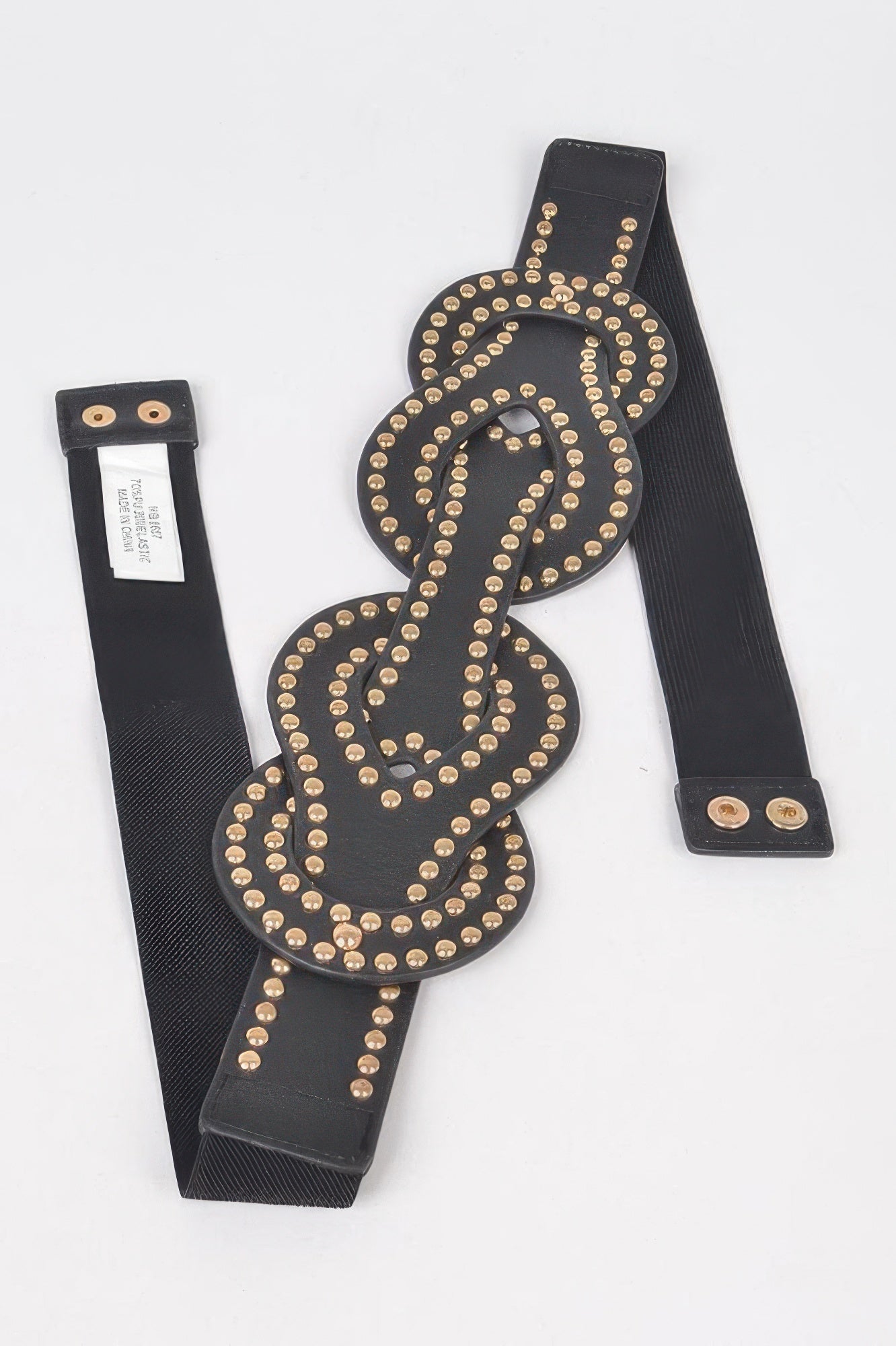 Faux Leather Metal Studded Plus Size Elastic Belt