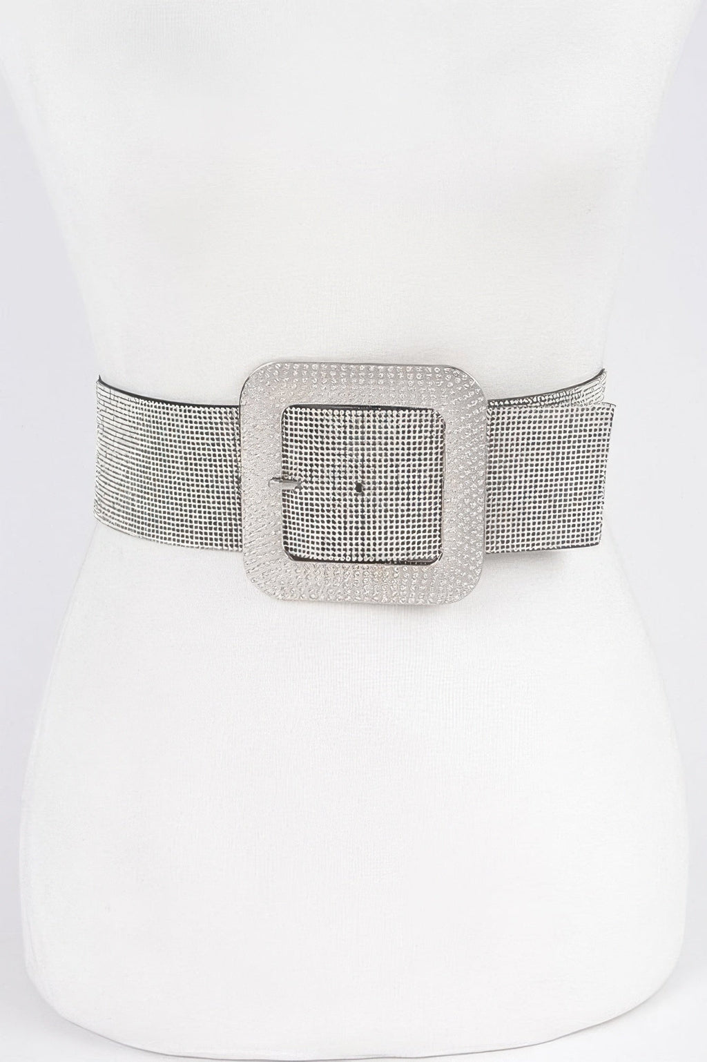 Rhinestone Buckle Plus Size Elastic Belt