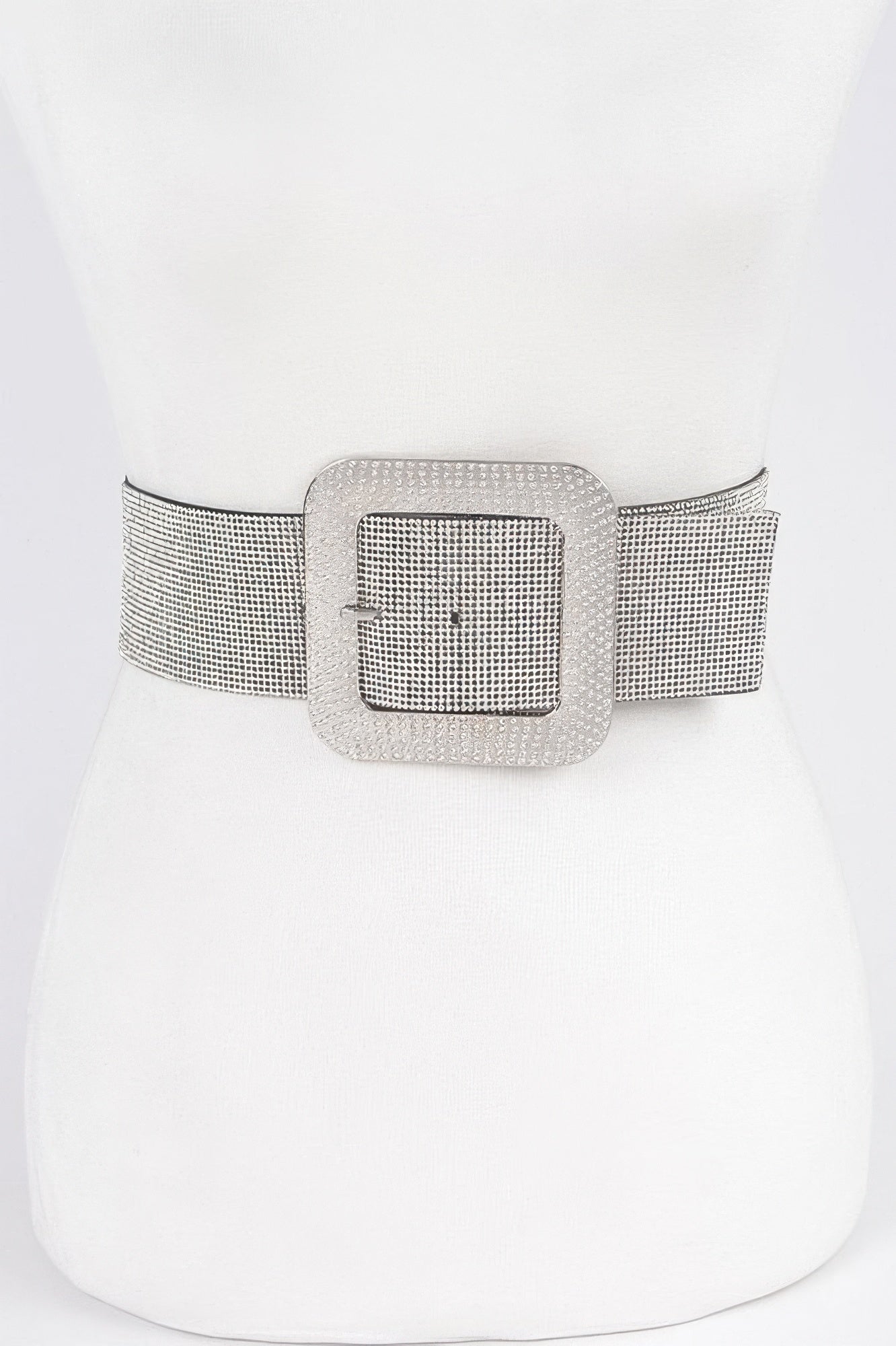 Rhinestone Buckle Plus Size Elastic Belt