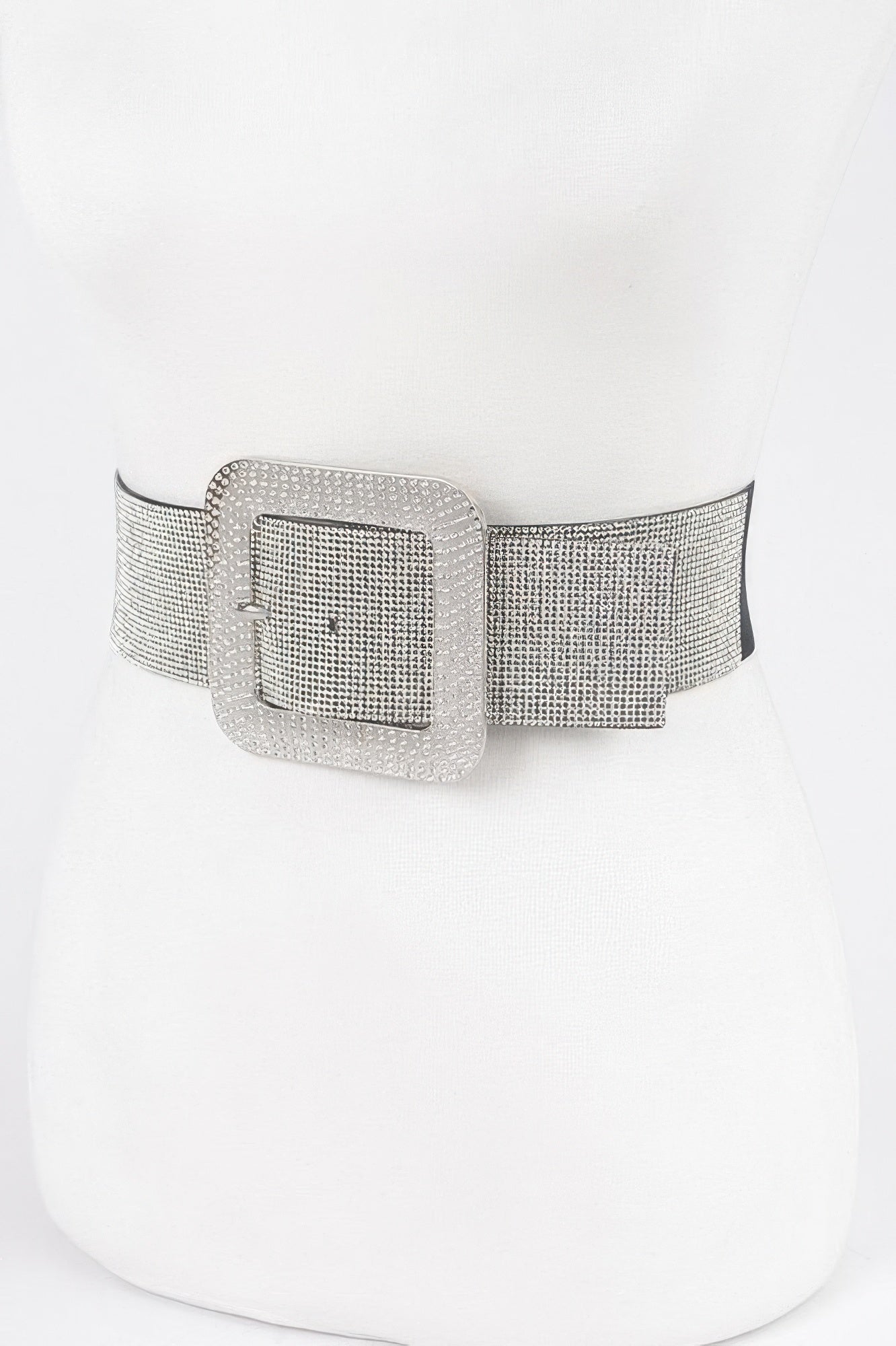 Rhinestone Buckle Plus Size Elastic Belt