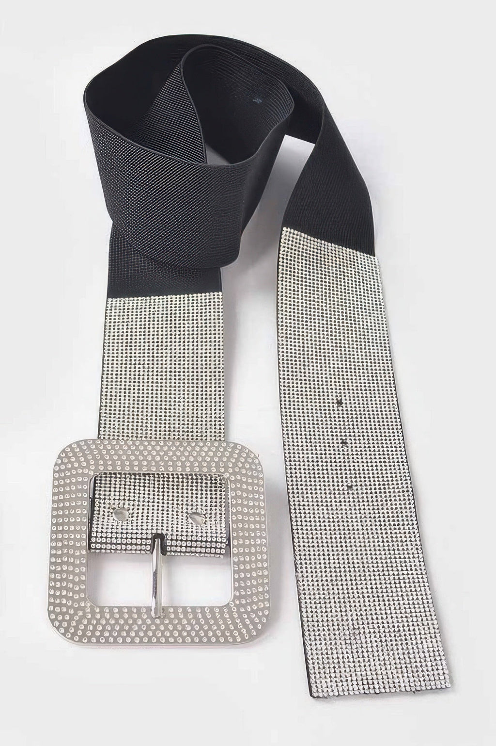 Rhinestone Buckle Plus Size Elastic Belt