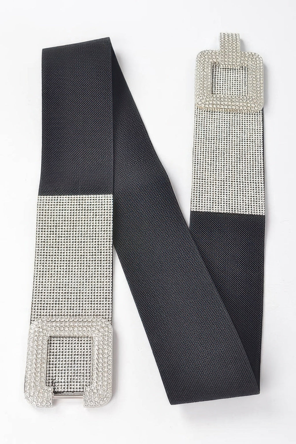 Rhinestone Buckle Plus Size Elastic Belt