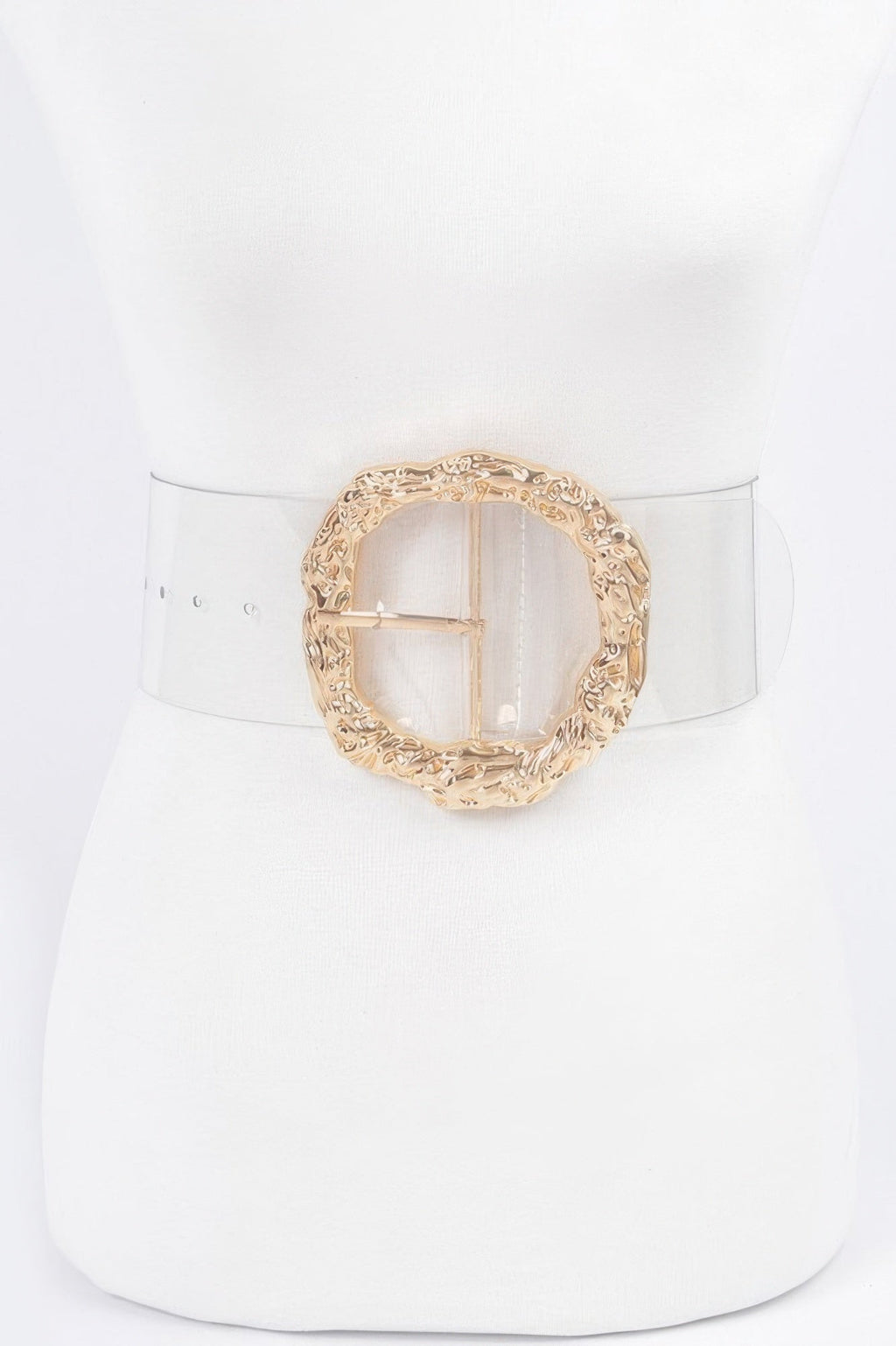 Big Vintage Round Metal Buckle Clear Plussize Belt