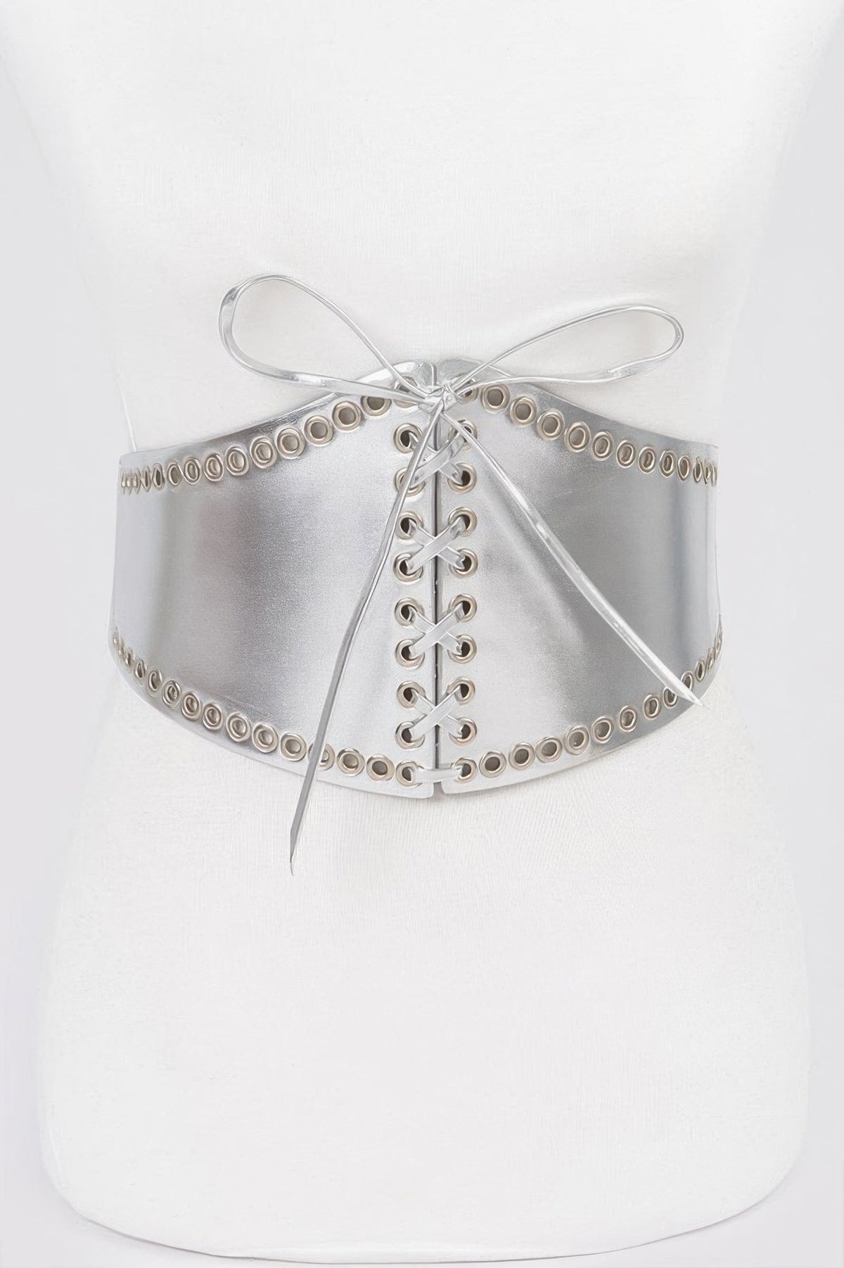 Faux Leather Eyelet Corset Elastic Belt